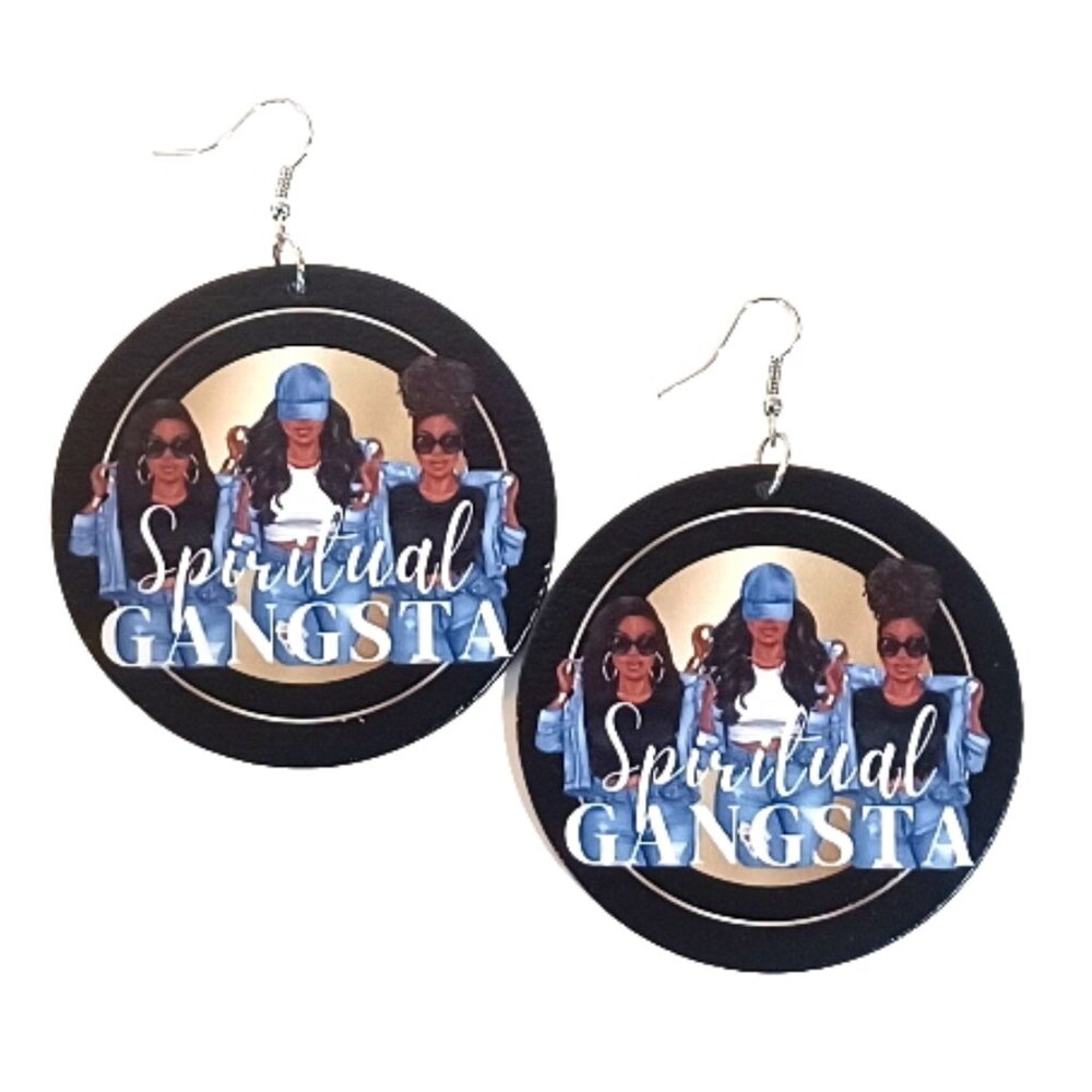 Spiritual Gangsta Medium Statement Dangle Wood Earrings